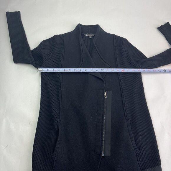 Athleta Black Thermolite Sentinel Merino Wool Cardigan XS Chunky Cabincore Lodge - Picture 6 of 15